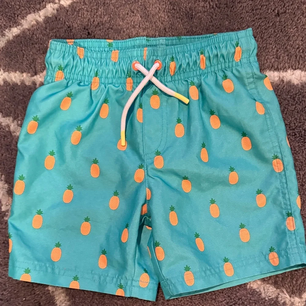 Cat & Jack Swim Trunks Bathing Suit Set Kids size 4t pineapple sunshine